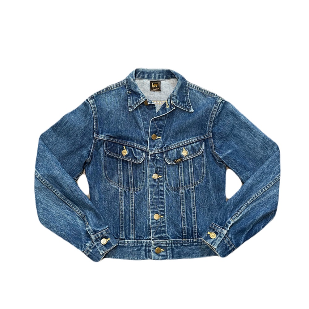 Vintage 70s Lee Riders Denim Jean Trucker Jacket Blue Boys Size 14 USA Union